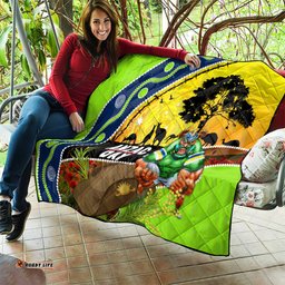 raiders rugby anzac day quilt green machine mascot rosemary starry night
