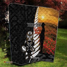 custom new zealand silver fern rugby anzac day quilt 2024 all black tiki mascot