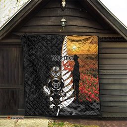 custom new zealand silver fern rugby anzac day quilt 2024 all black tiki mascot