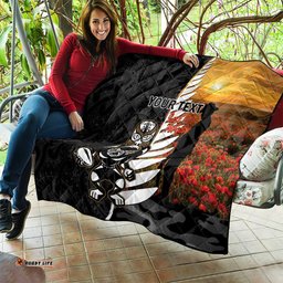 custom new zealand silver fern rugby anzac day quilt 2024 all black tiki mascot