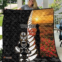 custom new zealand silver fern rugby anzac day quilt 2024 all black tiki mascot