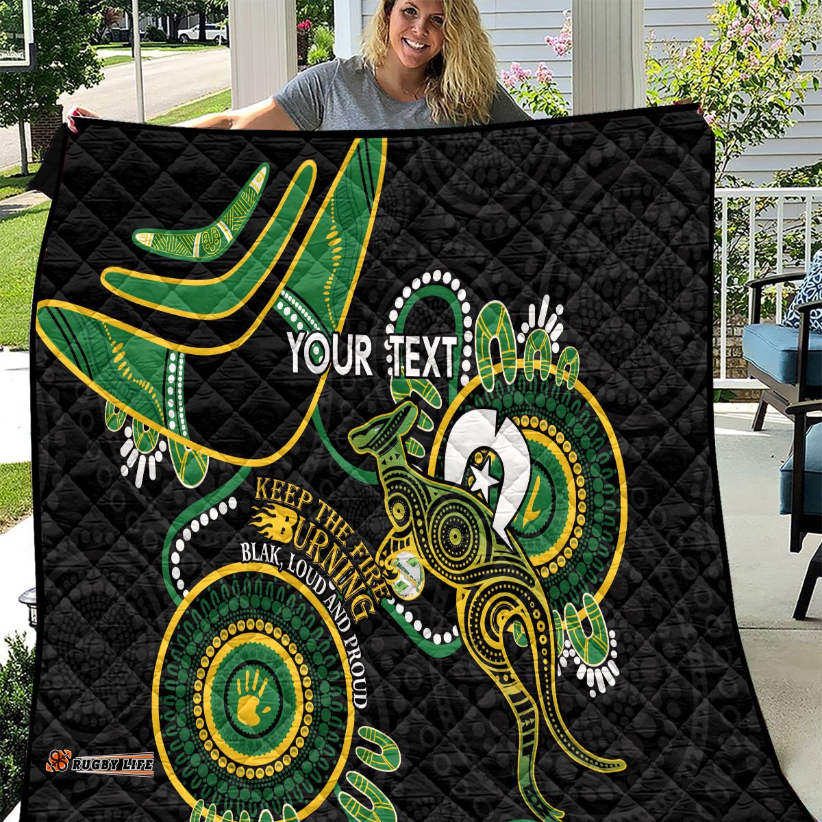 custom matildas naidoc week quilt australia kangaroo keep the fire burning black
