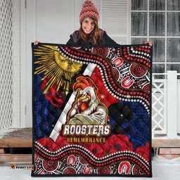 roosters rugby anzac aboriginal quilt sydney roosters with remembrance day poppy flower quilt