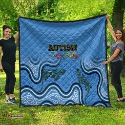 australia autism awareness quilt in april we wear blue aboriginal lizard