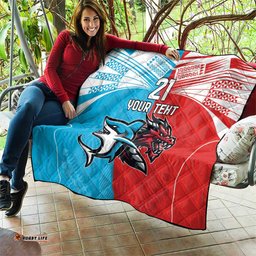 custom sharks dragons rugby quilt with sporty style