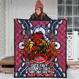 Amazing Aussie Australia Rooters Custom Sydney Naidoc Week Celebrations With Footprints And Boomerangs Dot Art Painting Quilt