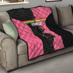 custom panthers rugby quilt black pink color sporty style