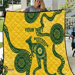 custom australia soccer quilt go socceroos kangaroo with indigenous art