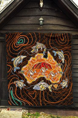 premium quilt australia map aboriginal animals quilt