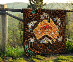 premium quilt australia map aboriginal animals quilt