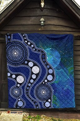 aboriginal premium quilt australia indigenous flag circle dot painting art blue