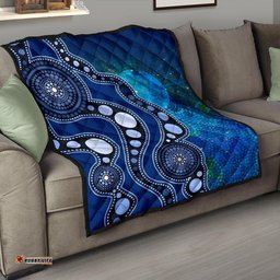 aboriginal premium quilt australia indigenous flag circle dot painting art blue