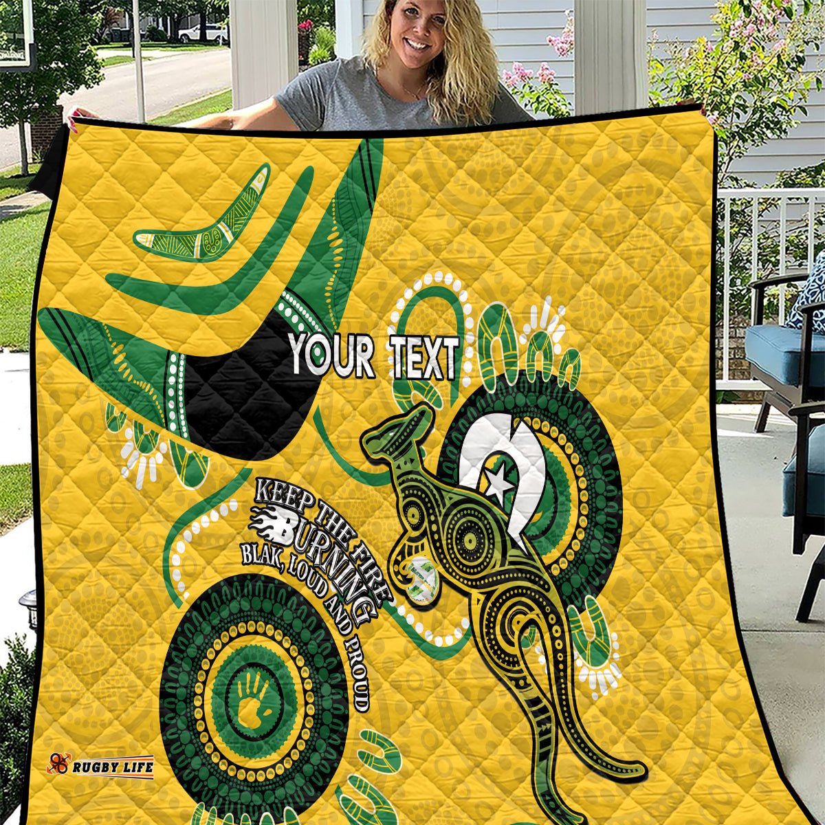 custom matildas naidoc week quilt australia kangaroo keep the fire burning yellow