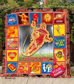 gold coast football club quilt blanket afl quilt blanket mascot personalized
