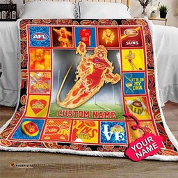 gold coast football club quilt blanket afl quilt blanket mascot personalized