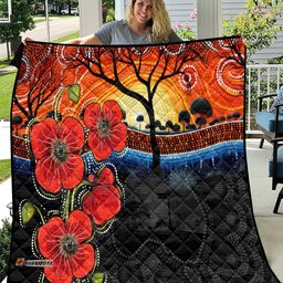 anzac day australia poppy flower quilt aboriginal style