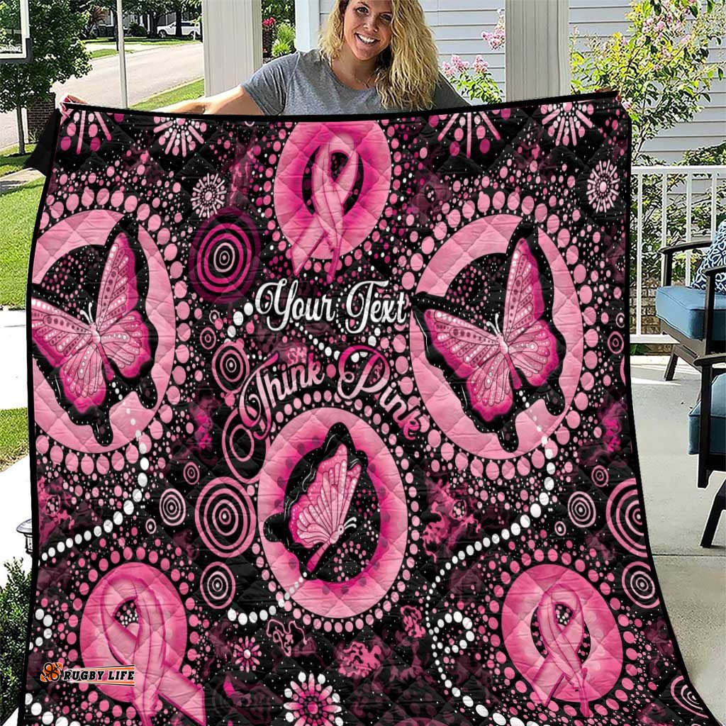 personalised australia indigenous quilt breast cancer ribbon think pink black version