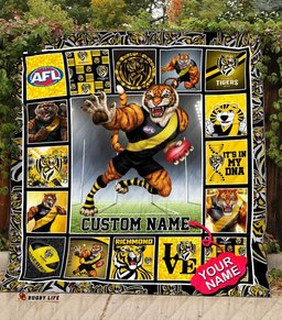richmond football club quilt blanket afl quilt blanket mascot personalized