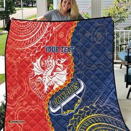custom dragons and cowboys rugby quilt aboriginal mix polynesian pattern