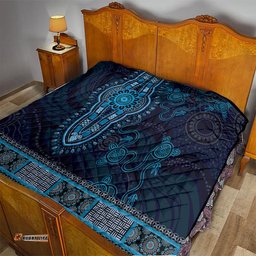 blue african dashiki with australia aboriginal art quilt