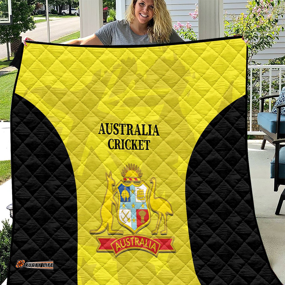 australia cricket quilt 2024 world cup go aussie gold version