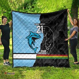 nrl panthers shark mascot custom quilt cracked metal style