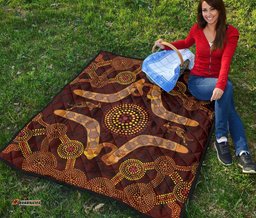 aboriginal premium quilt kangaroo boomerang and snake dot painting