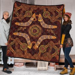 aboriginal premium quilt kangaroo boomerang and snake dot painting