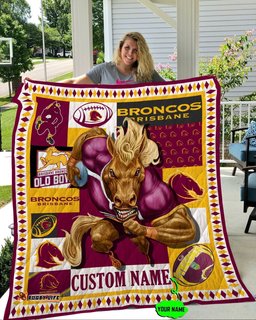 personalized brisbane broncos mascot quilt blanket nrl
