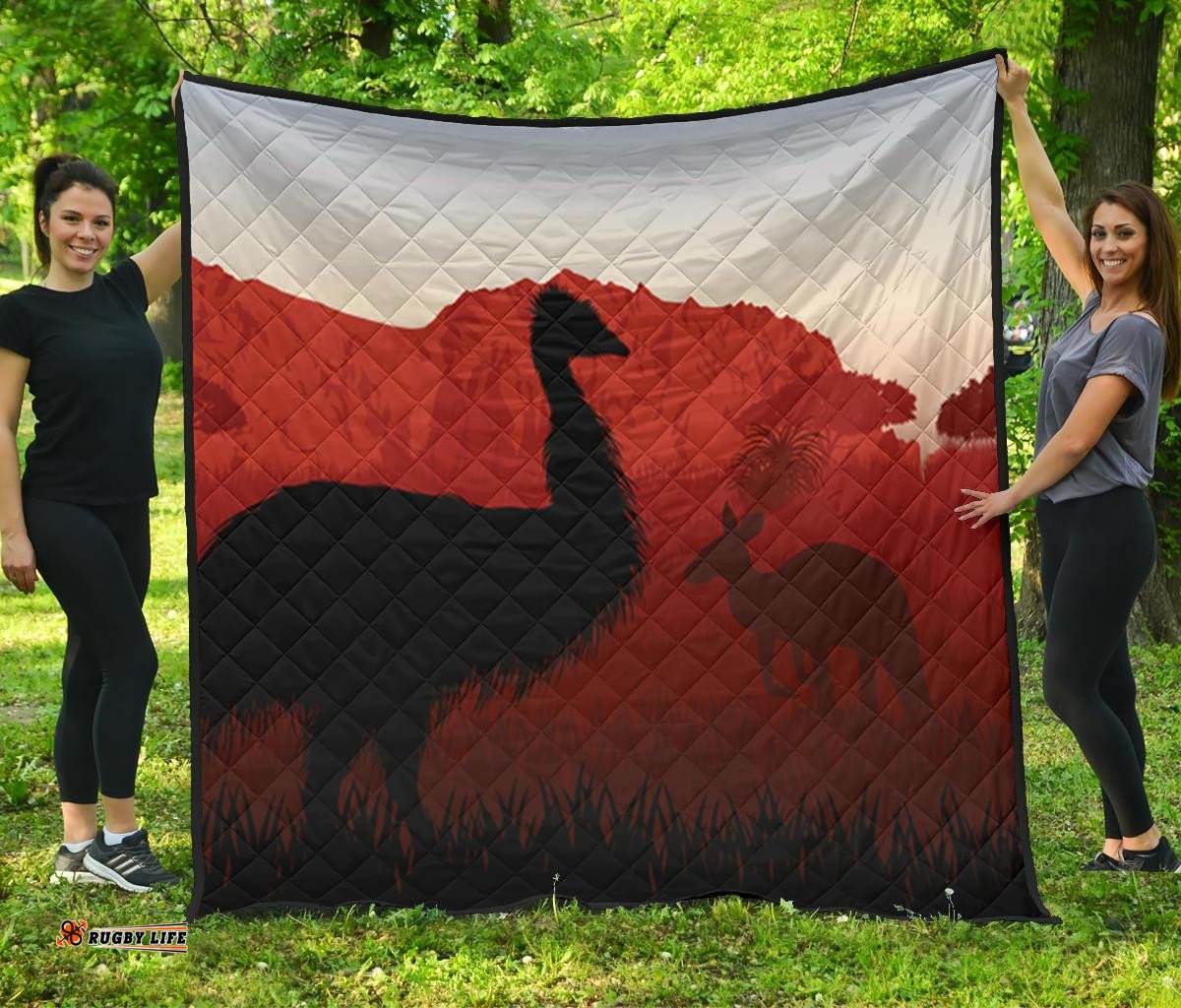 premium quilt australian nature with emu and kangaroo