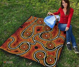 aboriginal premium quilt indigenous circle dot painting ver01