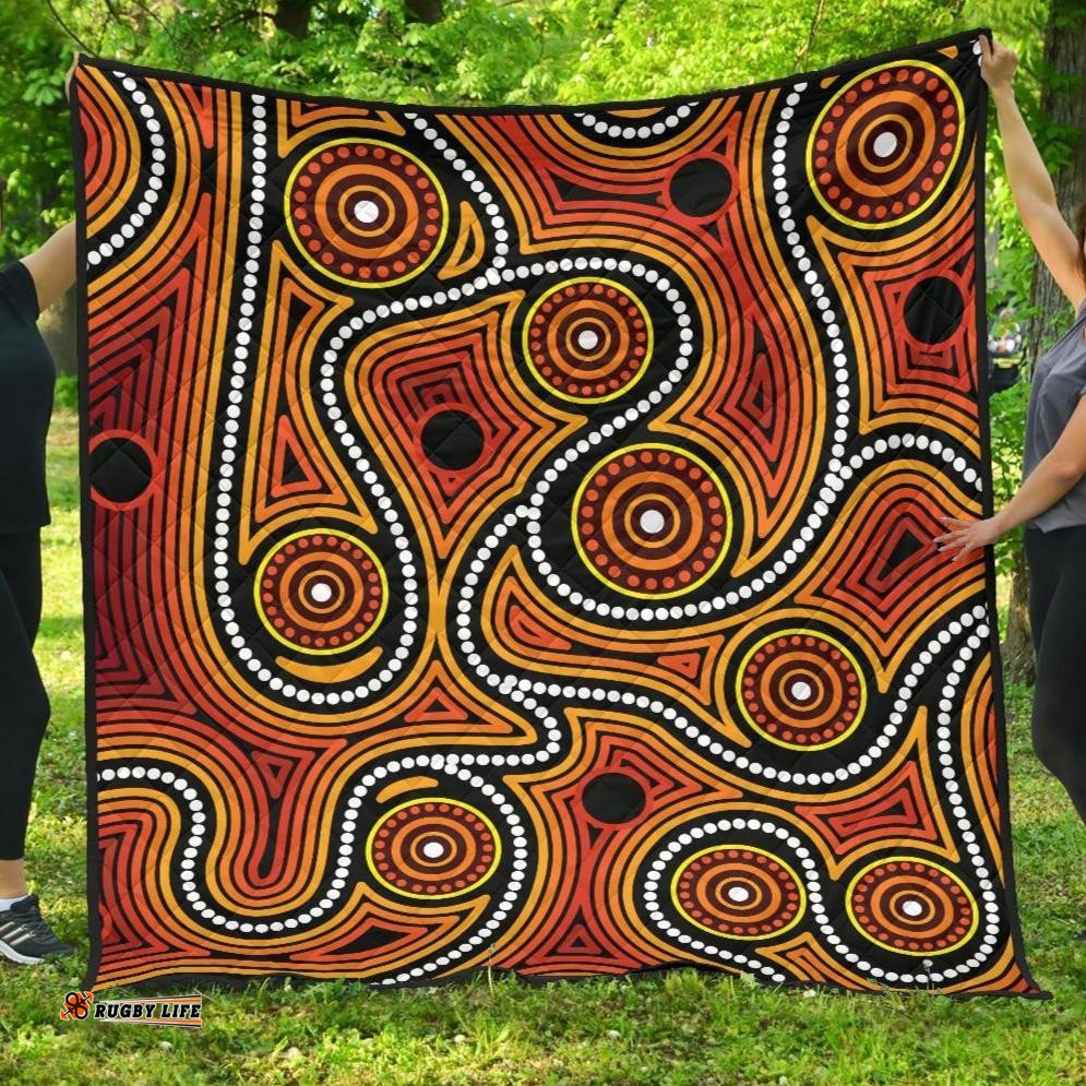 aboriginal premium quilt indigenous circle dot painting ver01