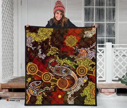 aboriginal premium quilt kangaroo and lizard dot painting art