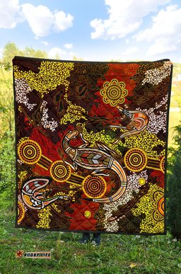 aboriginal premium quilt kangaroo and lizard dot painting art