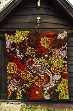 aboriginal premium quilt kangaroo and lizard dot painting art
