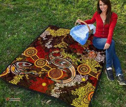 aboriginal premium quilt kangaroo and lizard dot painting art