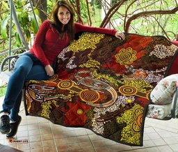 aboriginal premium quilt kangaroo and lizard dot painting art