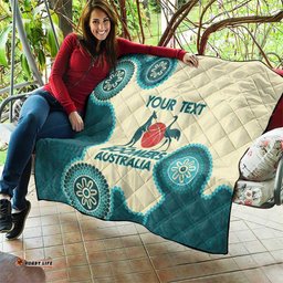 custom australia boomers quilt aboriginal with marble pattern cyan