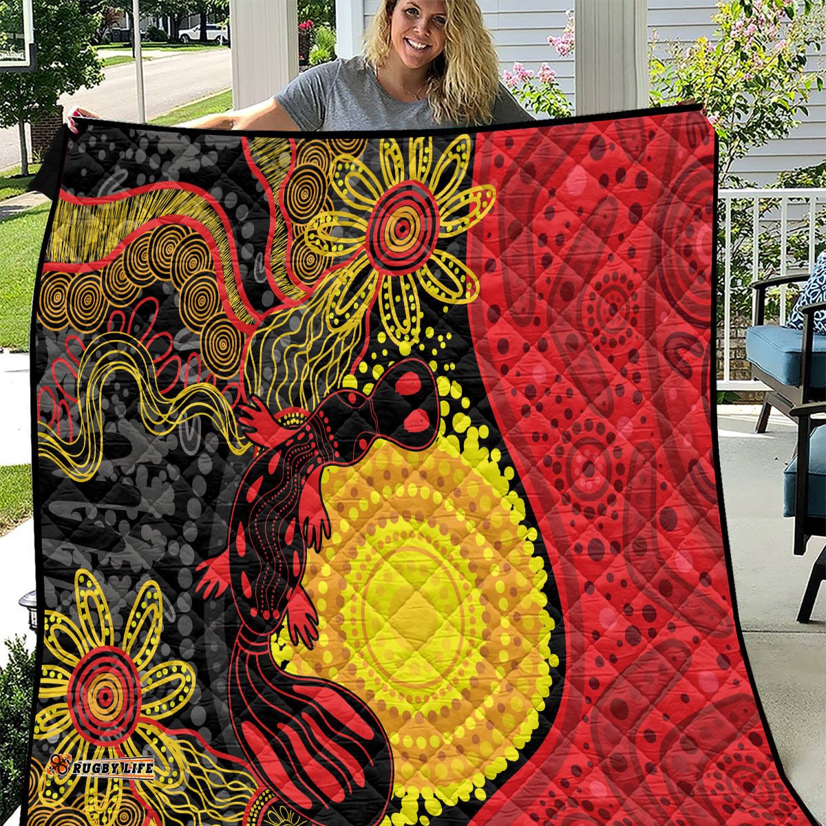 platypus aboriginal art style quilt