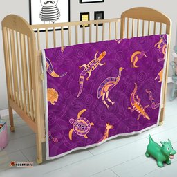 aboriginal art premium quilt animals australia version purple
