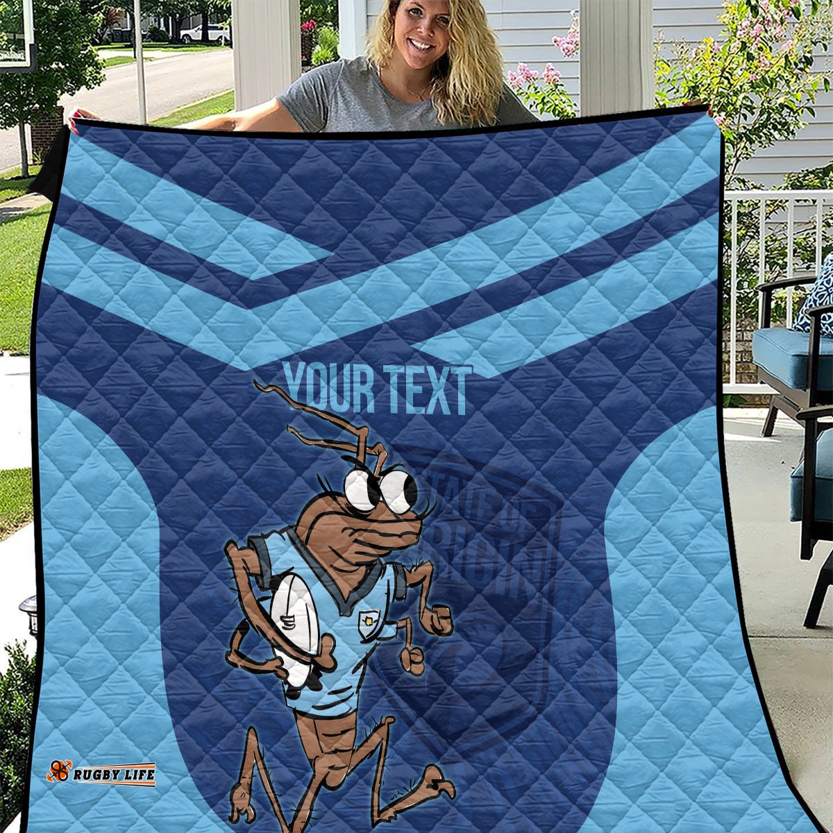 custom new south wales rugby quilt blues cockroach origin sporty