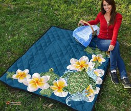 plumeria sea turtle premium quilt