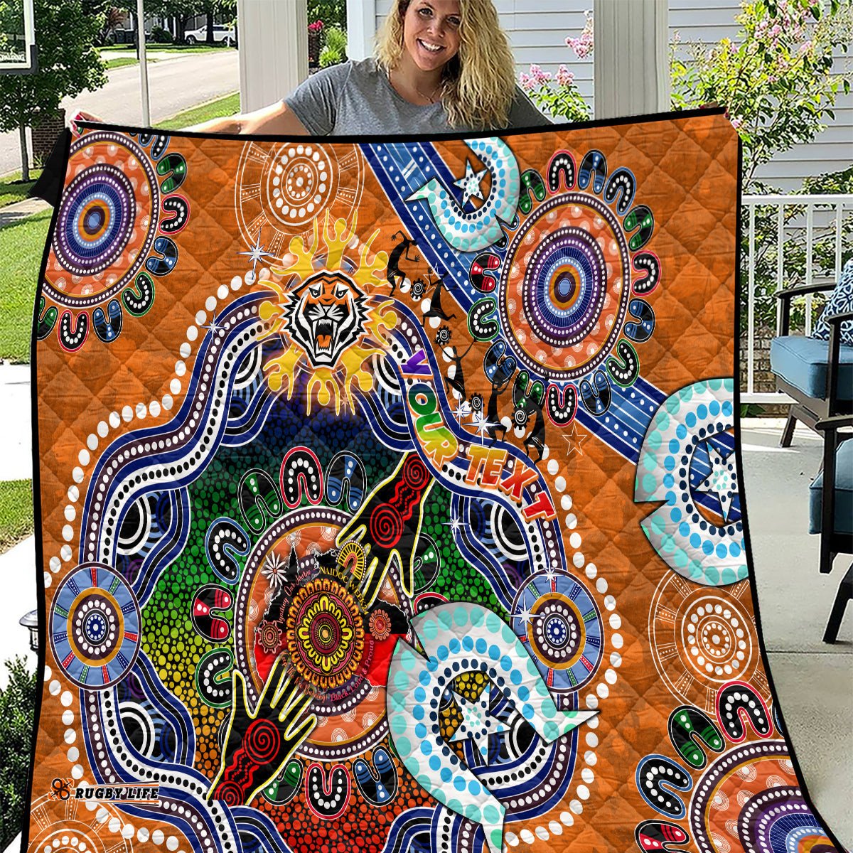 personalised tigers naidoc week 2024 quilt australia aboriginal dot painting