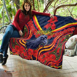 custom crows football anzac quilt poppy soldier with aboriginal dots art