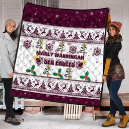 Manly Warringah Sea Eagles Christmas Quilt - Manly Warringah Sea Eagles Special Ugly Christmas Quilt