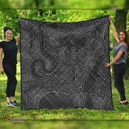 Australia Dot Painting Inspired Aboriginal Quilt - Aboriginal Dot Grey Art With Animals Quilt