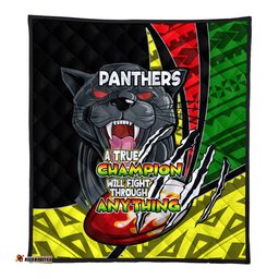 Penrith Panthers Premium Quilt - A True Champion Will Fight Through Anything With Polynesian Patterns