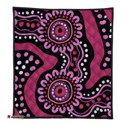 Australia Dot Painting Inspired Aboriginal Quilt - Pink Flowers Aboriginal Dot Art Quilt