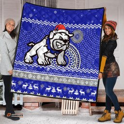 Canterbury-Bankstown Bulldogs Premium Quilt - Australia Ugly Xmas With Aboriginal Patterns For Die Hard Fans