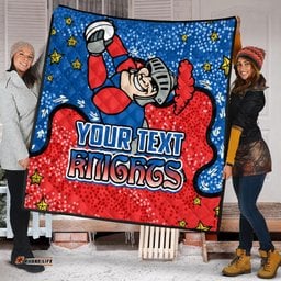 Newcastle Knights Custom Quilt - Team With Dot And Star Patterns For Tough Fan Quilt